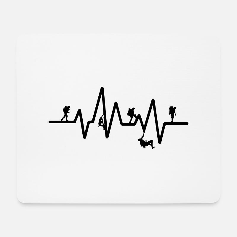 Bergsteigen Herzschlag Wandern Pulslinie Geschenk - Mousepad (Querformat) - Weiß