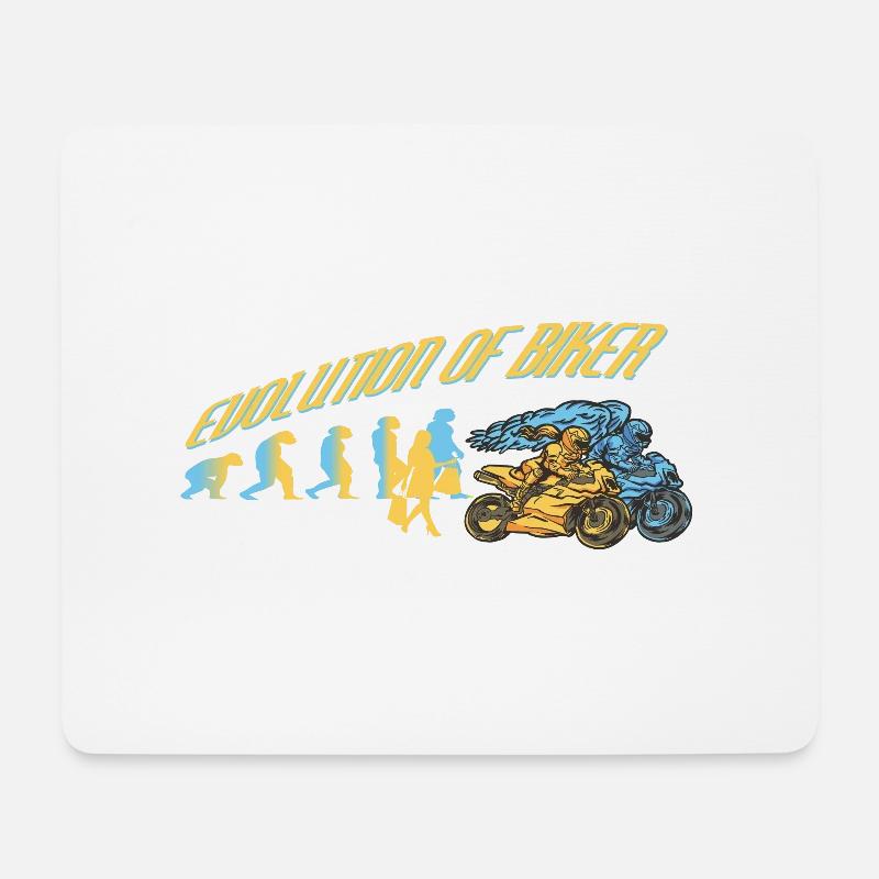 Evolution Motorradfahrer Rennmotorrad - Mousepad (Querformat) - Weiß