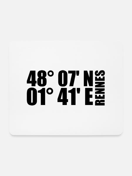 Rennes Koordinaten - Mousepad (Querformat) - Weiß