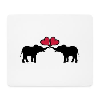 Herzen Verliebtes Elefanten Paar - Mousepad (Querformat) - Weiß - Vorne