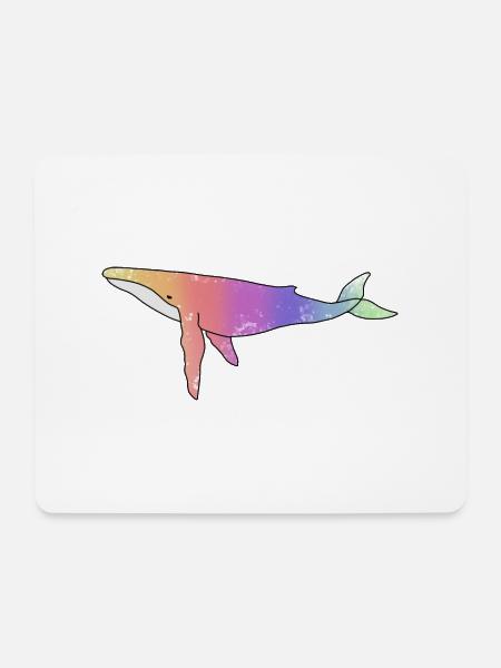 Wal Regenbogen Version - Mousepad (Querformat) - Weiß