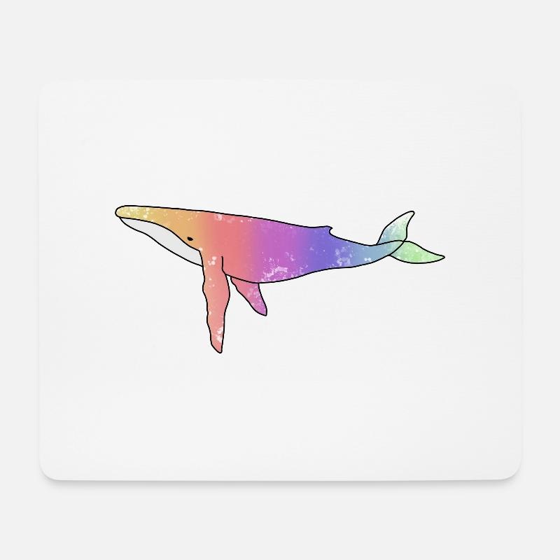 Wal Regenbogen Version - Mousepad (Querformat) - Weiß