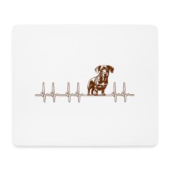 teckel aime ECG Heartbeat - Tapis de souris (format paysage) - blanc - Devant