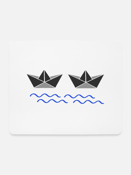 papierboote 02 - Mousepad (Querformat) - Weiß