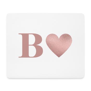 Letter b heart rose gold - Mouse Pad (horizontal) - white - Front