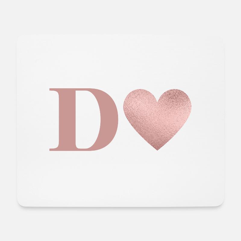 Roségoldener Herzbuchstabe - Mousepad (Querformat) - Weiß