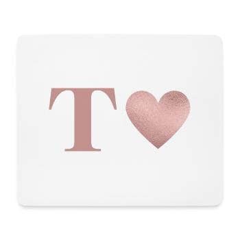 Letter t heart rose gold - Mouse Pad (horizontal) - white - Front
