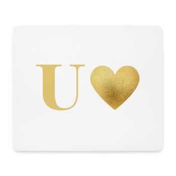 Buchstabe u goldenes Herz - Mousepad (Querformat) - Weiß - Vorne