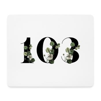 Numéro 103 floral vert - 103e anniversaire floral - Tapis de souris (format paysage) - blanc - Devant