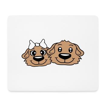 2 Dog Team Two Friends Love Couple In Love - Mouse Pad (horizontal) - white - Front