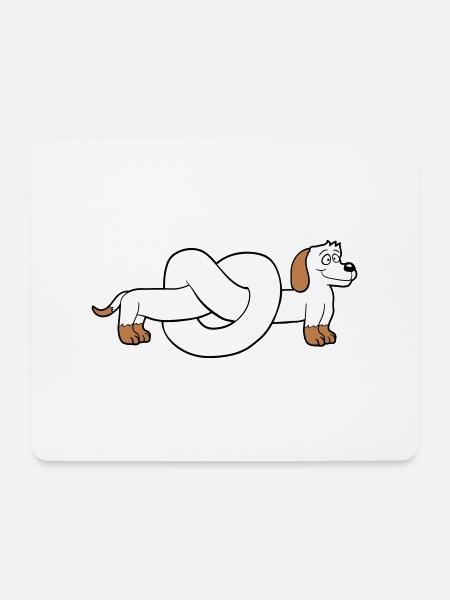 Hund Dackel Brezel Form Knoten Langer Körper Comic - Mousepad (Querformat) - Weiß