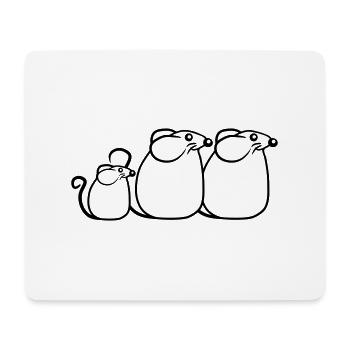 3 Mice Family Child Mom Dad Parents Row Cute - Mouse Pad (horizontal) - white - Front