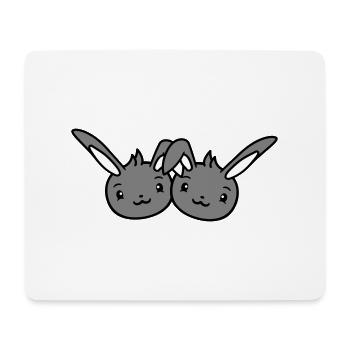 2 Bunnies Friends Team Crew Couple Two Lucky - Mouse Pad (horizontal) - white - Front
