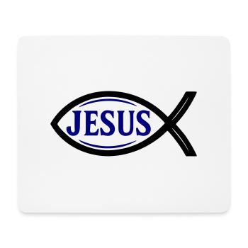 Jesus Fisch - Mousepad (Querformat) - Weiß - Vorne