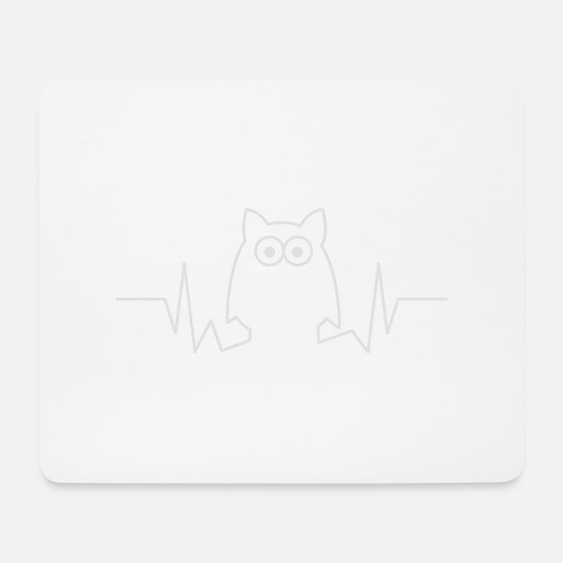 Herzschlag Eule - Mousepad (Querformat) - Weiß