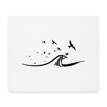 Flug von Möwen über den Wellen - Mousepad (Querformat) - Weiß - Vorne