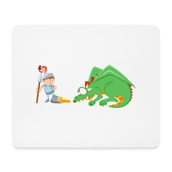 Ritter und Drache - Mousepad (Querformat) - Weiß - Vorne