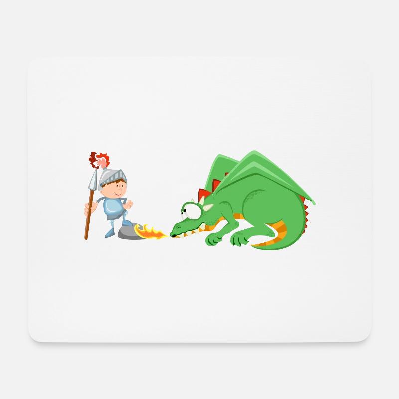 Ritter und Drache - Mousepad (Querformat) - Weiß