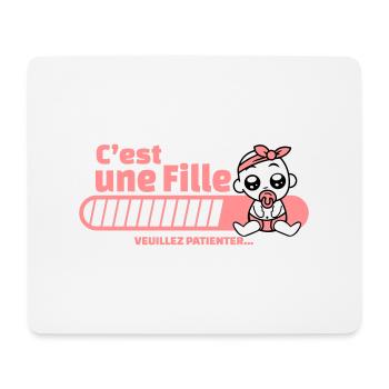annonce grossesse - c'est une fille - Tapis de souris (format paysage) - blanc - Devant