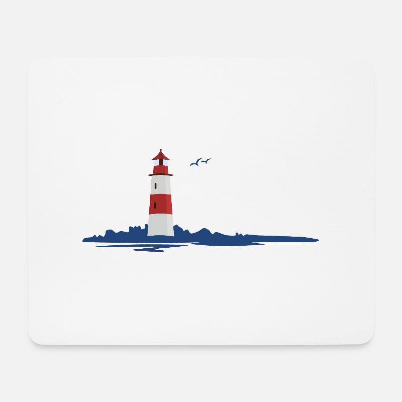 maritime Landschaft mit Leuchtturm - Mousepad (Querformat) - Weiß