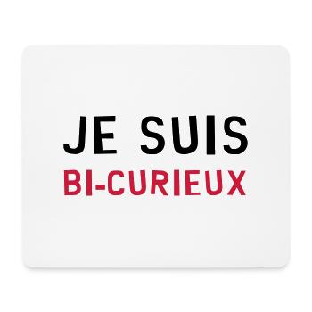 Bi-Curieux / Humour / Drôle / Drole / Geek / Cool - Tapis de souris (format paysage) - blanc - Devant