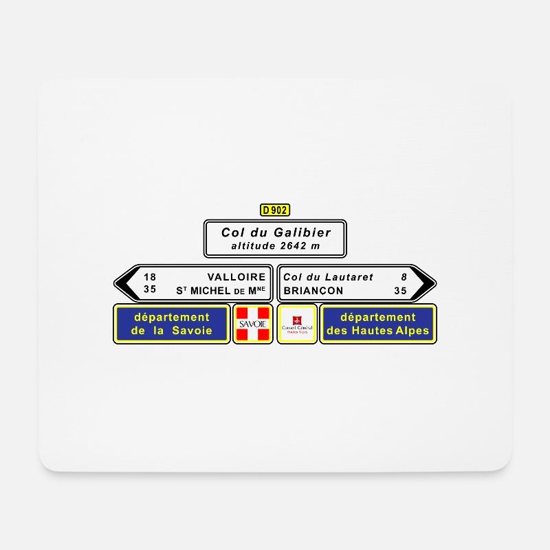 Col du Galibier Cycling Inspiriertes Design - Mousepad (Querformat) - Weiß