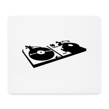 DJ, record player, vinyl - Tapis de souris (format paysage) - blanc - Devant