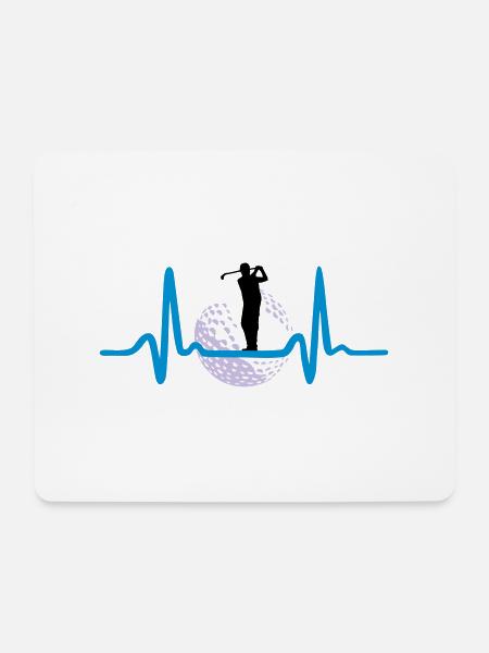 Golfer & Herzschlag - Golf - Mousepad (Querformat) - Weiß