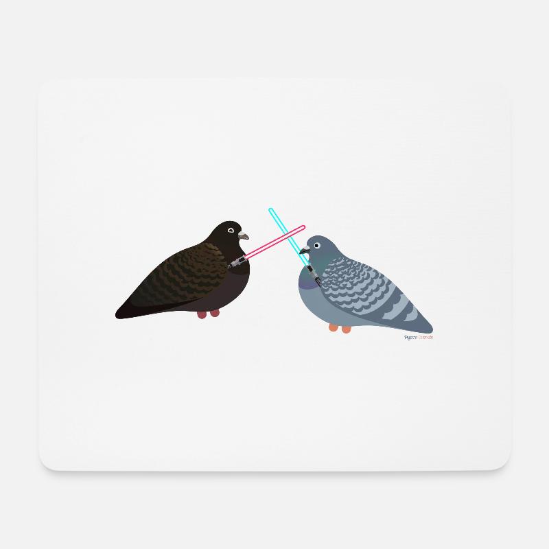Lightsaber Pigeon Friends Fight - Taube - Mousepad (Querformat) - Weiß