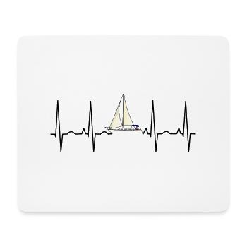 Voilier coeur de yacht de battements de bateau ECG - Tapis de souris (format paysage) - blanc - Devant