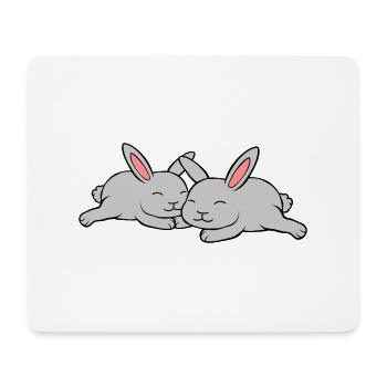 2 lapins amoureux - Tapis de souris (format paysage) - blanc - Devant