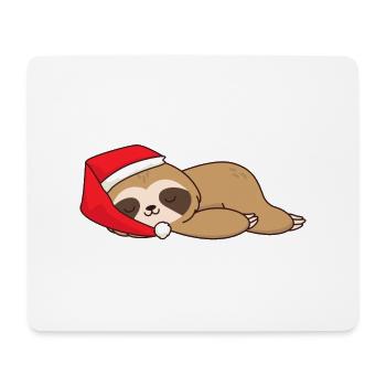 Noël Noël paresseux dormir Père Noël chapeau - Tapis de souris (format paysage) - blanc - Devant