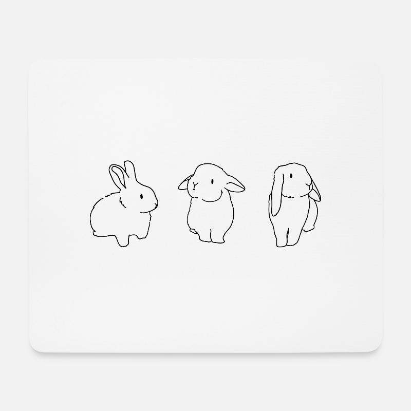 Süße Hasen Jahr des Kaninchens - Mousepad (Querformat) - Weiß