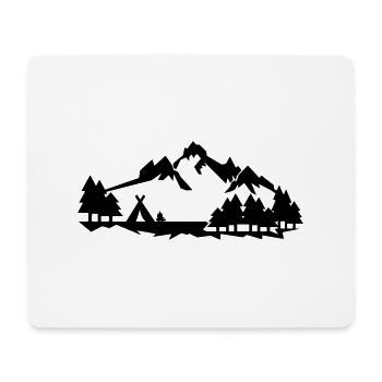 Camping im Wald in den Bergen - Mousepad (Querformat) - Weiß - Vorne