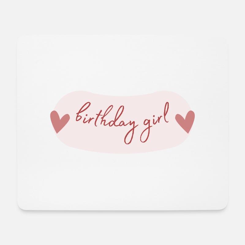 Birthday Girl Schriftzug mit Herzen - Mousepad (Querformat) - Weiß