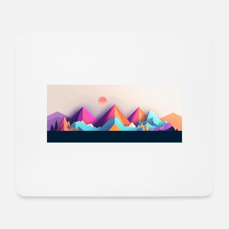 Gebirgslandschaft Geometrische Kunst - Mousepad (Querformat) - Weiß