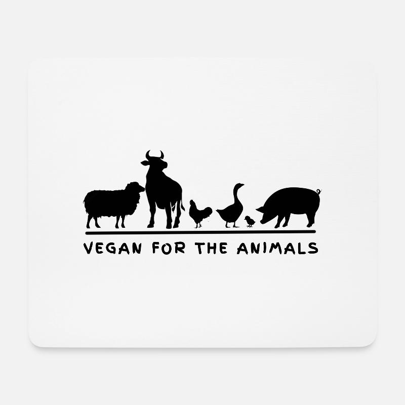 Vegan for the animals - Mousepad (Querformat) - Weiß
