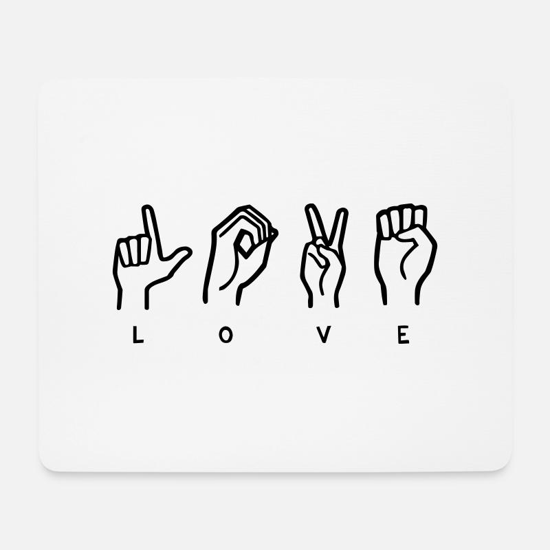 LIEBE Gebärdensprache - Mousepad (Querformat) - Weiß