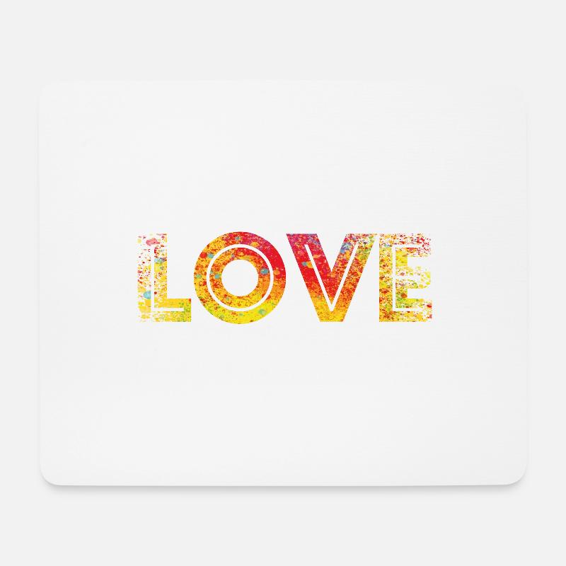 LOVE red yellow speckled - Mousepad (Querformat) - Weiß