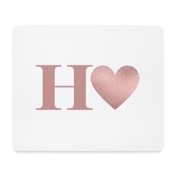 Letter h heart rose gold - Mouse Pad (horizontal) - white - Front