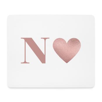 Letter n heart rose gold - Mouse Pad (horizontal) - white - Front