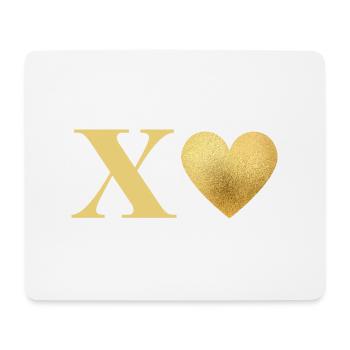 Buchstabe x Goldenes Herz - Mousepad (Querformat) - Weiß - Vorne