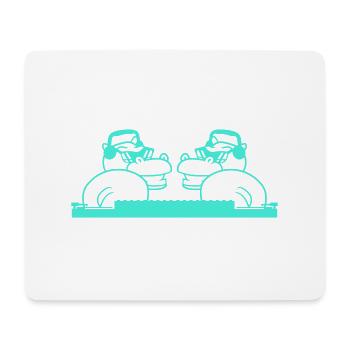 2 DJ Nilpferde Team Lustig Mischpult Freunde Party - Mousepad (Querformat) - Weiß - Vorne
