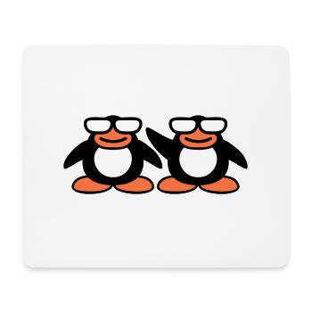 2 Pingouins Nerd Hornglasses Geek Smart Team Crew - Tapis de souris (format paysage) - blanc - Devant