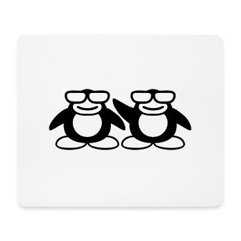 2 Pingouins Nerd Hornglasses Geek Smart Team Crew - Tapis de souris (format paysage) - blanc - Devant