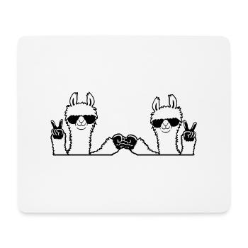 2 Lama Team Freunde Sonnenbrille Peace Fist Pump - Mousepad (Querformat) - Weiß - Vorne