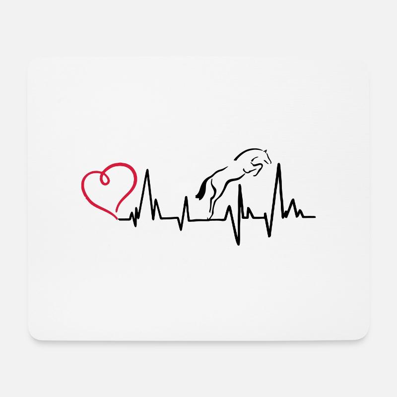 Heartbeat Herzschlag Springpferd - Mousepad (Querformat) - Weiß