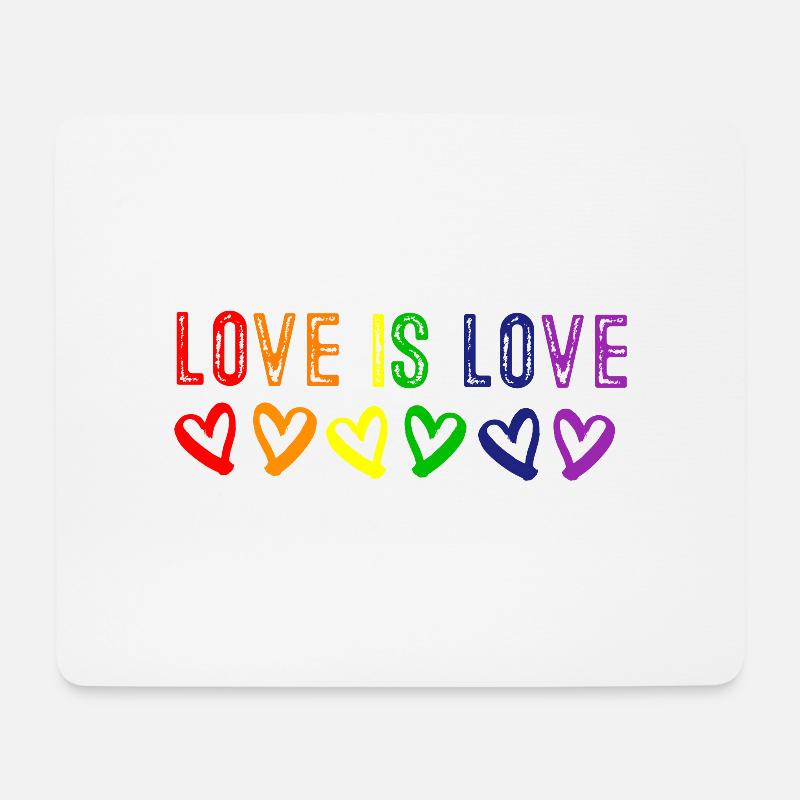 Love is Love Regenbogen Herzen - Mousepad (Querformat) - Weiß