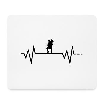 Tuba Heartbeat, orchestre d'instruments de musique tubiste - Tapis de souris (format paysage) - blanc - Devant