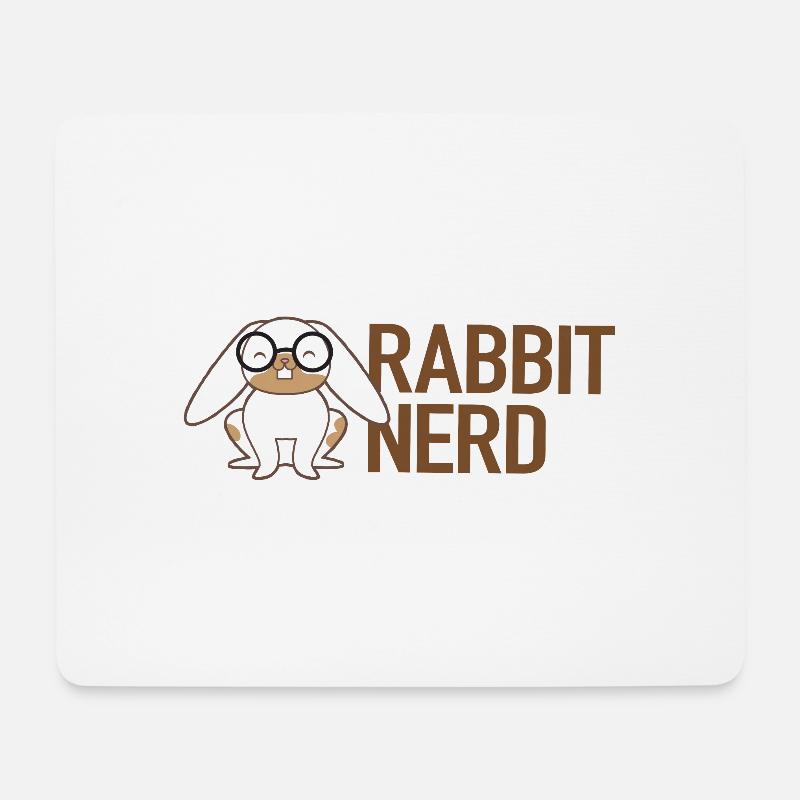 Kaninchen-Nerd mit weißem und braunem Kaninchen - Mousepad (Querformat) - Weiß